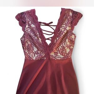 Elegant Lace Burgundy dress